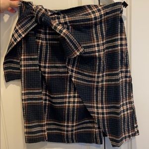 A Navy Blue Skirt (Plaid) with leg slit